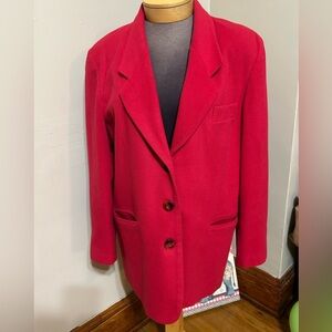 Vintage Express World Brand Women’s Red Wool Cashmere Blend Coat  Size large